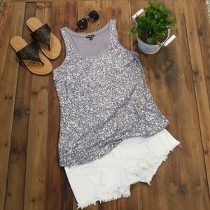 Express grey sparkle tank size small